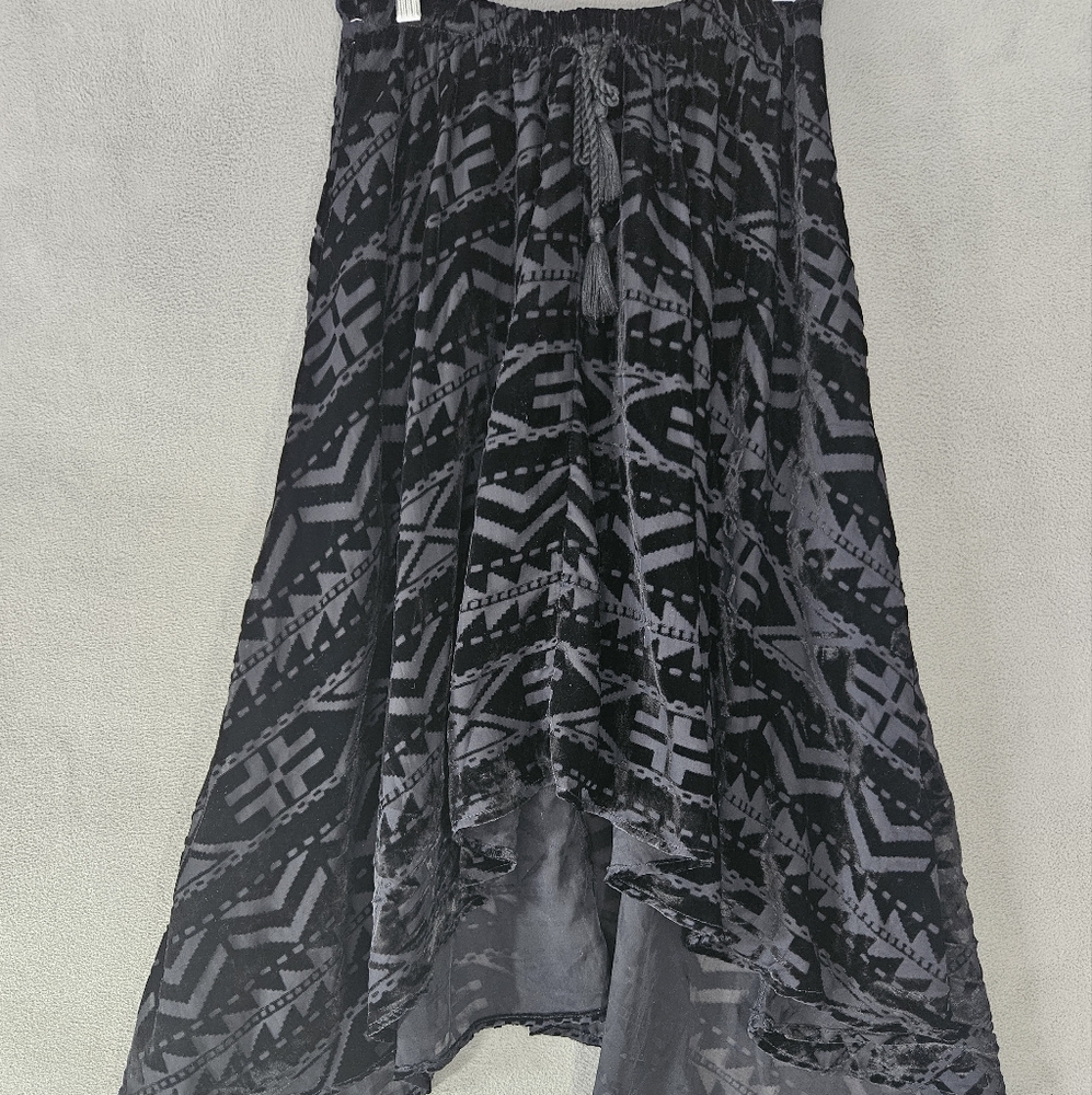 Denim and Supply Ralph Lauren Skirt Velvet Burnout Witchy Goth XS Black Fairy
